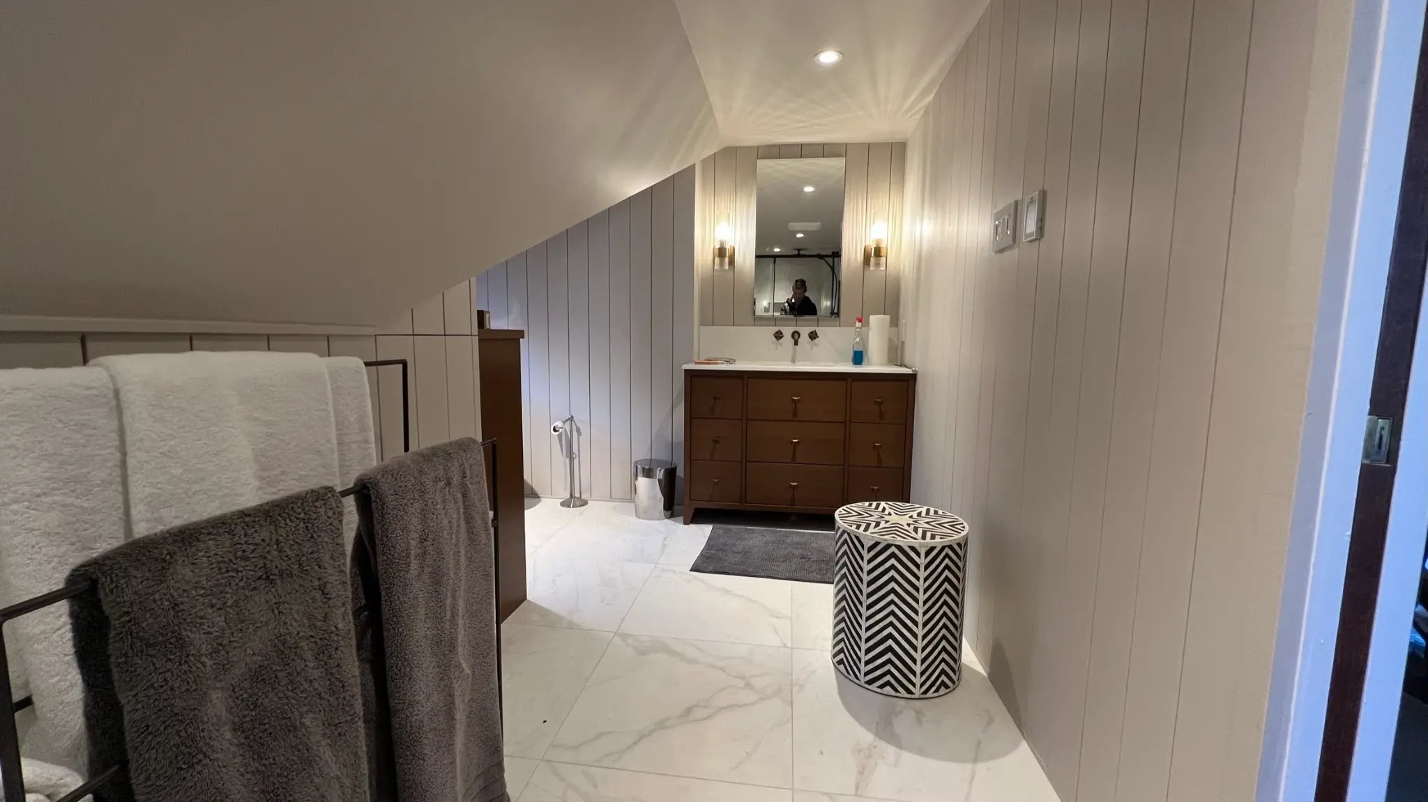 Golf Ave. Bathroom — Vanity & Marble Floor